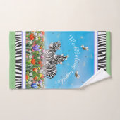 Deux mignons zèbres marchant ensemble été (Serviette à main)