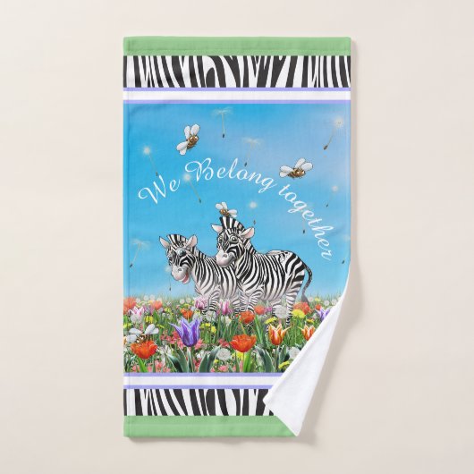 Deux mignons zèbres marchant ensemble été (Serviette à main)