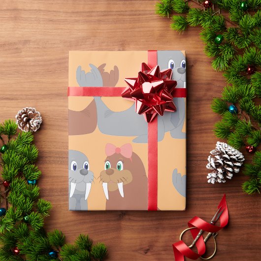 Deux morses papier cadeau
