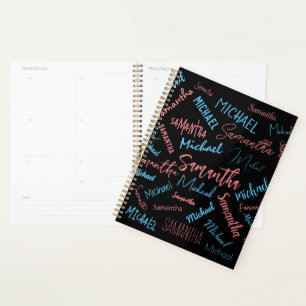 Deux noms couples motif monogramme bleu rose clair
