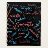 Deux noms couples motif monogramme bleu rose clair (Devant)