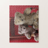 deux nounours dans un puzzle de chaise rouge (Vertical)