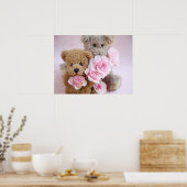 deux nounours tenant une affiche rose (Cuisine)