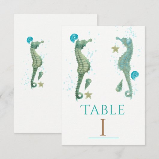 Deux Numéro de Table de Fête de Plage à l'Aquarell (Devant / Derrière)