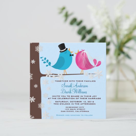 Deux Oiseaux En Branche| Faire-part de mariage (Debout devant)