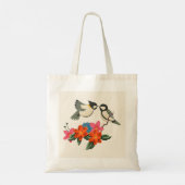 Deux oiseaux et fleurs - Sac fourre-tout inspiré d (Dos)