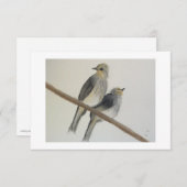 Deux oiseaux gris jaune Carte de remerciement plat (Devant / Derrière)