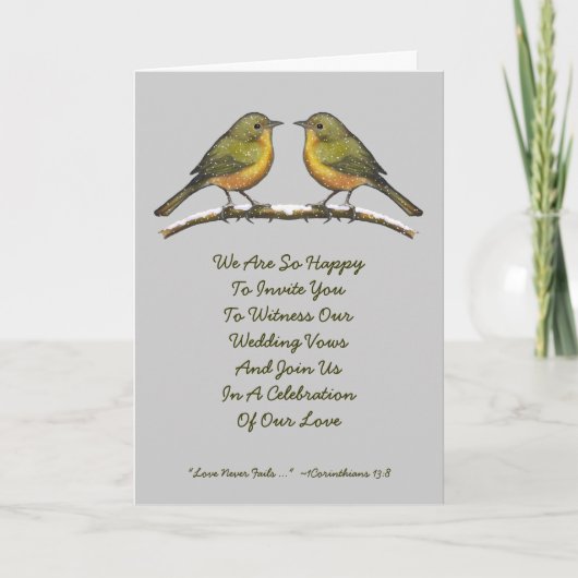 Deux oiseaux : Invitation de mariage d'hiver (Devant)