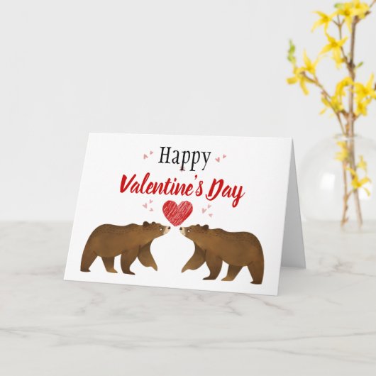 Deux ours & Coeurs Carte Saint Valentin (Fleur jaune)