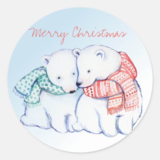 Deux ours polaires Joyeux Stickers de Noël (Devant)