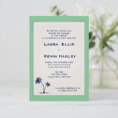 Deux Palmes - faire-part de mariage de plage vert (Debout devant)