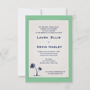 Deux Palmes - faire-part de mariage de plage vert