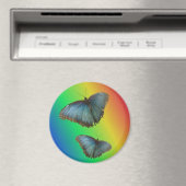 Deux papillons bleus en morpho Aimant arc en ciel (In Situ (Lave-vaisselle))