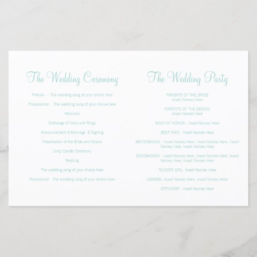 Deux papillons Programme de mariage graphique turq (Dos)