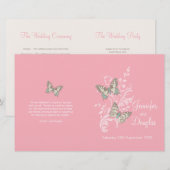 Deux papillons rose graphique programme de mariage (Devant / Derrière)