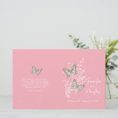 Deux papillons rose graphique programme de mariage (Debout devant)