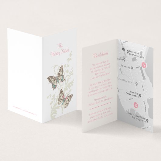 Deux papillons rose mariage détails plan (Inside and Outside)