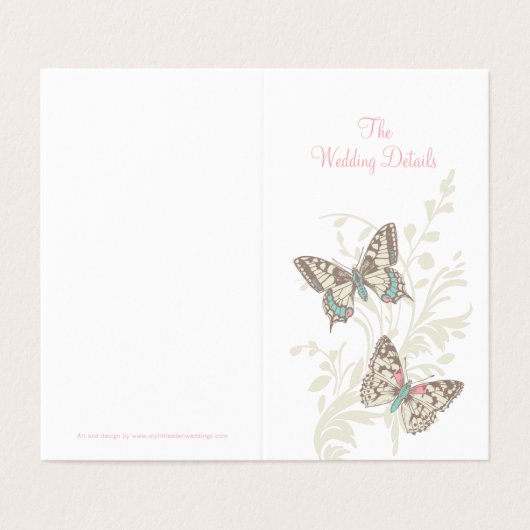 Deux papillons rose mariage détails plan (Outside Unfolded)