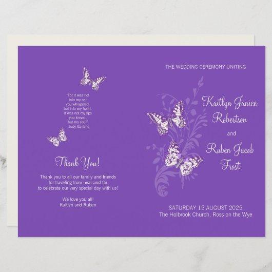 Deux papillons violet graphique programme de maria (Devant / Derrière)