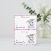 Deux par page Merci Cartes Elephant violet rose (Debout devant)