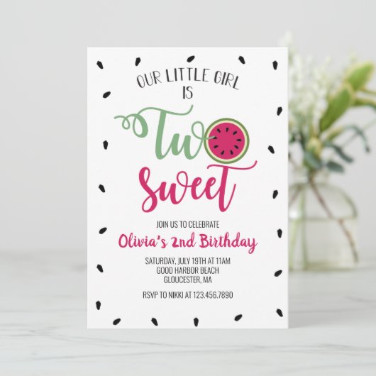 Deux pastèques douces Invitation du 2e anniversair (Debout devant)