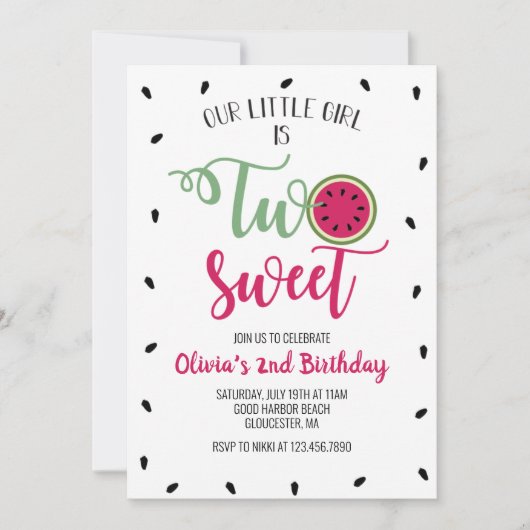 Deux pastèques douces Invitation du 2e anniversair (Devant)
