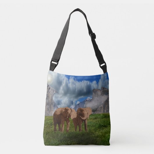 Deux Peinture à l'huile d'éléphant, Sac Crossbody (Devant)