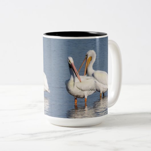 Deux pélicans blancs Mug (Devant droit)