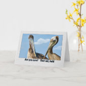 Deux Pélicans Brown Carte de voeux d'anniversaire (Fleur jaune)