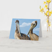 Deux pélicans Brown note ou carte de voeux (Fleur jaune)
