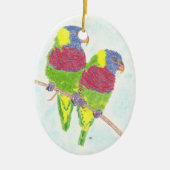 Deux perroquets | Ornement de Noël d'oiseaux (Devant)