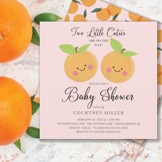 Deux petites cuties Twins Baby shower Invitation