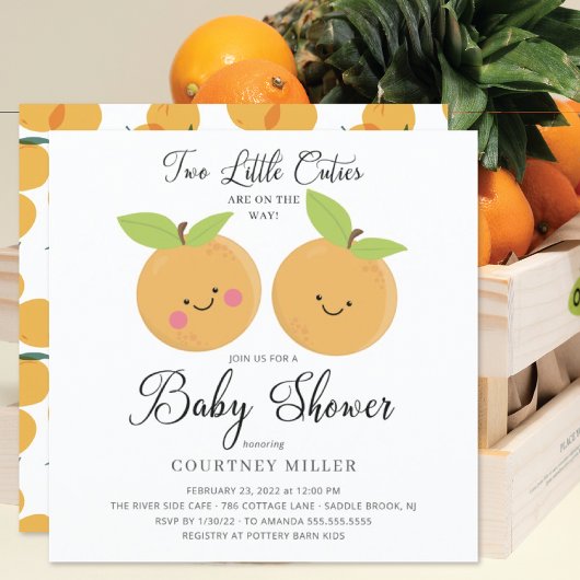 Deux petites cuties Twins Baby shower Invitation