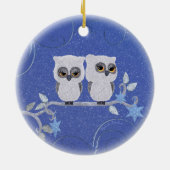 Deux petits hibou blancs ornement céramique (Dos)