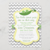 Deux petits pois doux Twins Baby shower Invitation (Devant / Derrière)