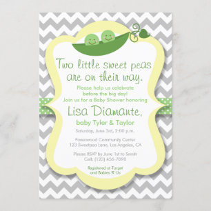Deux petits pois doux Twins Baby shower Invitation