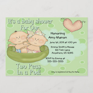 Deux petits pois sur invitation d'un Baby shower d