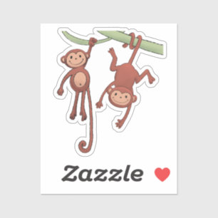 Deux petits singes autocollant