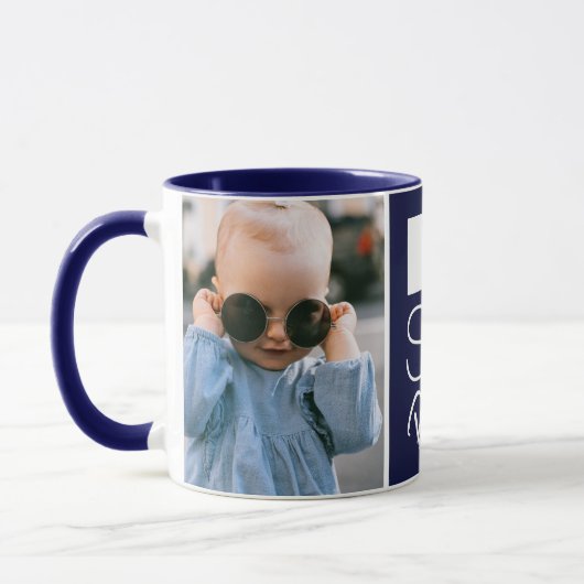 Deux photo Navy Blue Best Papa Mug (Gauche)