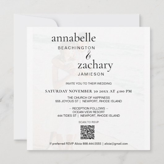 *~* Deux PHOTO QR RSVP - AR6 Faire-part de mariage (Dos)