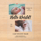 Deux Photos Boy Faire-part de naissance Acrylique  (Recto)