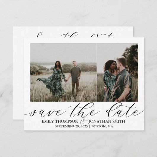 Deux photos Enregistrer la carte de date en noir (Devant / Derrière)