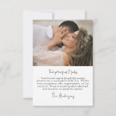 Deux photos Mariage Merci de message (Dos)