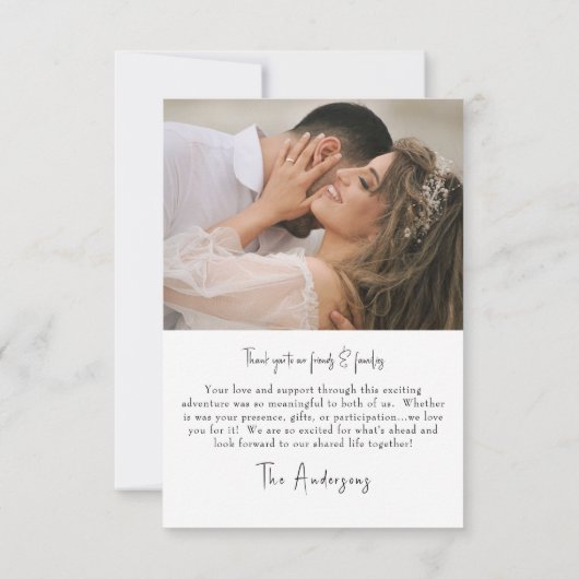 Deux photos Mariage Merci de message (Dos)