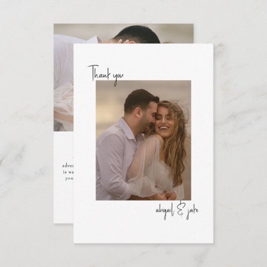 Deux photos Mariage Merci de message (Devant / Derrière)