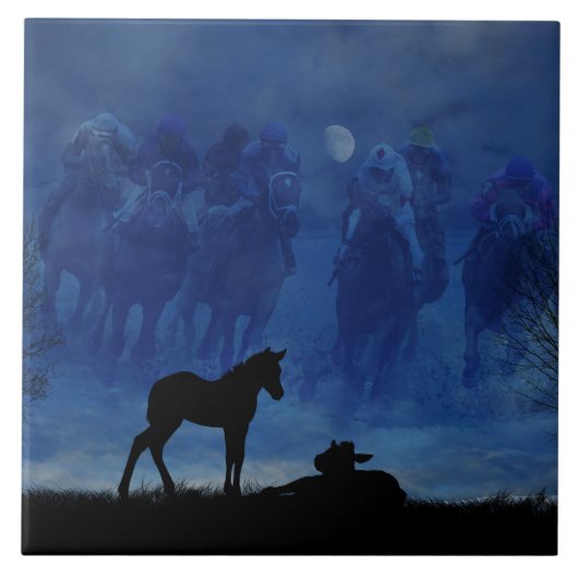 Deux Pieds Thoroughbred Racehorse Carreaux en céra (Devant)