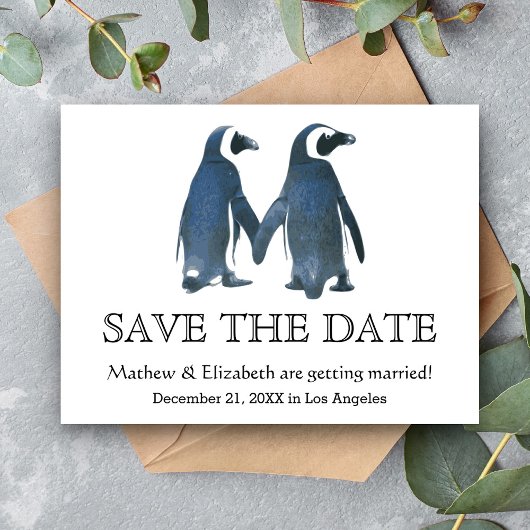 Deux Pingouins Mignons | Faire-Part de Mariage Rom