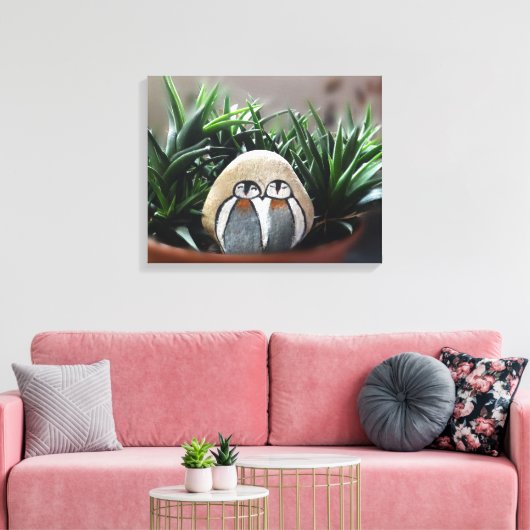 Deux pingouins Pierre décorative en Pot Impression (Insitu(Salon))