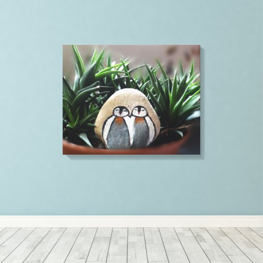 Deux pingouins Pierre décorative en Pot Impression (Insitu (Plancher de Bois))