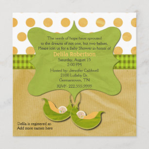 Deux pois dans un Baby shower de pois Invitation p